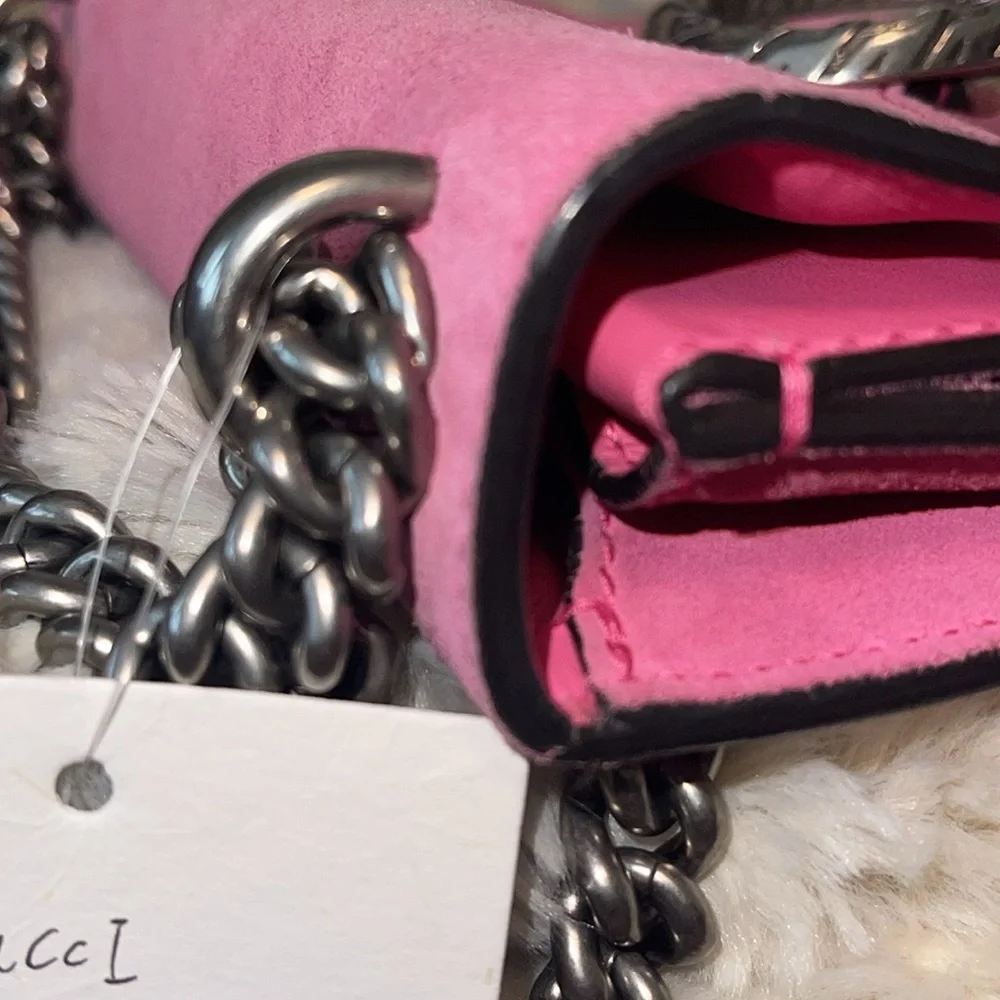 LIKE NEW GUCCI DIONYSUS SMALL SUEDE PINK SHOULDER CROSS BODY SNAKE HEAD CLOSURE - Picture 9 of 16